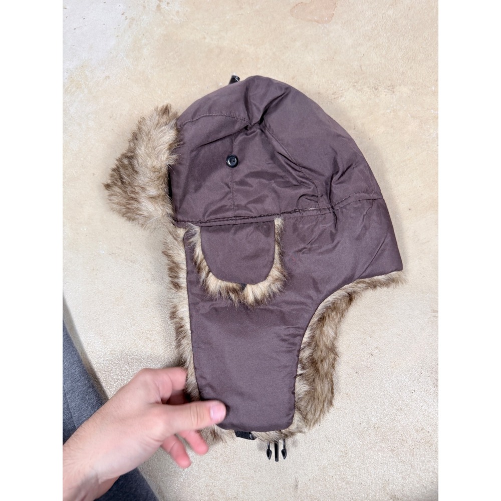 KIS Rugged Winter Trapper‎ Hat Brown Faux Fur Ear Flaps Warm Cold Weather - Picture 2 of 5